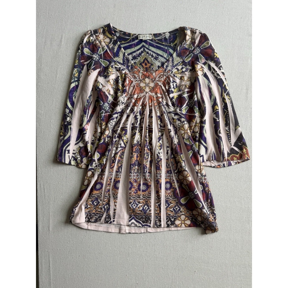 Live And Let Live Y2K Boho Sequined Top Medium